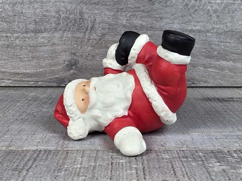 Vtg Kitch Sassy Laying Santa Porcelain Figurine Decor Cheeky Christmas 25b2
